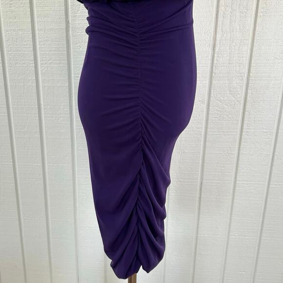 Women Short Sleeve Bodycon Dress Purple Office Career Fall Work Cocktail Size 4 - Picture 8 of 8